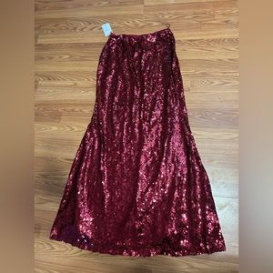 Red Sequin long skirt